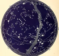 An illustration from The constellations and how to find them; 13 maps, showing the position of the constellations in the sky during each month of any year. A popular and simple guide to a knowledge of the starry heavens, with introduction, general explanations, and a separate description of each map (1887)