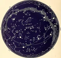 An illustration from The constellations and how to find them; 13 maps, showing the position of the constellations in the sky during each month of any year. A popular and simple guide to a knowledge of the starry heavens, with introduction, general explanations, and a separate description of each map (1887)