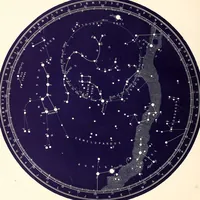An illustration from The constellations and how to find them; 13 maps, showing the position of the constellations in the sky during each month of any year. A popular and simple guide to a knowledge of the starry heavens, with introduction, general explanations, and a separate description of each map (1887)