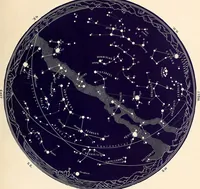 An illustration from The constellations and how to find them; 13 maps, showing the position of the constellations in the sky during each month of any year. A popular and simple guide to a knowledge of the starry heavens, with introduction, general explanations, and a separate description of each map (1887)