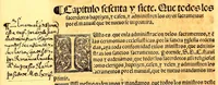 An illustration from Constituciones del arçobispado y prouincia de la muy ynsigne y muy leal ciudad de Tenuxtitla[n] Mexico de la nueua España (1556)