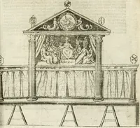 An illustration from Const-thoonende juweel, by de loflijcke stadt Haerlem, ten versoecke van Trou moet blijcken, in't licht gebracht : waer inne duydelick verclaert ende verthoont wordt alles wat den mensche mach wecken om den armen te troosten, ende zijnen naesten by te staen : in tvvaelf spelen van sinne, soo veel intreden, refereynen ende liedekens ghestelt in redenrijck naer de volgende voorgegevene caerte van 'tSpeel-korenken (1607)