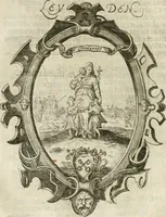 An illustration from Const-thoonende juweel, by de loflijcke stadt Haerlem, ten versoecke van Trou moet blijcken, in't licht gebracht : waer inne duydelick verclaert ende verthoont wordt alles wat den mensche mach wecken om den armen te troosten, ende zijnen naesten by te staen : in tvvaelf spelen van sinne, soo veel intreden, refereynen ende liedekens ghestelt in redenrijck naer de volgende voorgegevene caerte van 'tSpeel-korenken (1607)