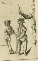 An illustration from Const-thoonende juweel, by de loflijcke stadt Haerlem, ten versoecke van Trou moet blijcken, in't licht gebracht : waer inne duydelick verclaert ende verthoont wordt alles wat den mensche mach wecken om den armen te troosten, ende zijnen naesten by te staen : in tvvaelf spelen van sinne, soo veel intreden, refereynen ende liedekens ghestelt in redenrijck naer de volgende voorgegevene caerte van 'tSpeel-korenken (1607)