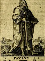 Picture 21 of 48 from Const-toonneel, inhoudende de beschrijvinghe ende XL. heerlijcke afbeeldindinghen onses Heeren Jesu Christi, met sijne apostelen, ende evangelisten, midtsgaders de hooft-deuchden ende ondeuchden. Ende ten laetsten de seven planeten. In coper gesneden door Johannis Wierix. De beschrijvinge is vergadert wt de H. Schrift ende soander soermaerde autheuren tot stichtinghe ende soermakinghe aller menschen, door N.D.C (1609), leaf 45
