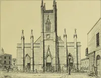 An illustration from Contrasts : or a parallel between the noble edifices of the middle ages, and corresponding buildings of the present day; shewing the present decay of taste. Accompanied by appropriate text (1898)