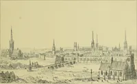 An illustration from Contrasts : or a parallel between the noble edifices of the middle ages, and corresponding buildings of the present day; shewing the present decay of taste. Accompanied by appropriate text (1898)