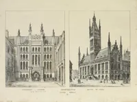 Picture 10 of 29 from Contrasts ; or, A parallel between the noble edifices of the middle ages, and corresponding buildings of the present day, shewing the present decay of taste ; accompanied by appropriate text (1841), leaf 130