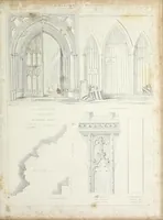 An illustration from Contrasts ; or, A parallel between the noble edifices of the middle ages, and corresponding buildings of the present day, shewing the present decay of taste ; accompanied by appropriate text (1841)