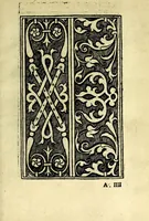 An illustration from Conuiuio dele belle donne : doue con li nuoui recami & lauorieri co[n] giusta misura compassati et non piu veduti de immortalitate con l'ingegno suo farsene degne si puole, acquistando tra le nobile, con propie mani mediante questo nuouo nostro conuiuio loco a se nobilissimo (1531)