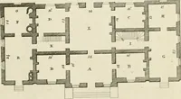 An illustration from Convenient and ornamental architecture, consisting of original designs, for plans, elevations and sections, beginning with the farm house, and regularly ascending to the most grand and magnificent villa : calculated both for town and country, and to suit all persons in every station of life : engraved on seventy copper plates : with reference and explanation in the letter press, of the use of every room in each separate building, and the dimensions accurately figured on the plans, with exact scales for measurement (1797)