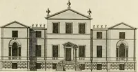 An illustration from Convenient and ornamental architecture, consisting of original designs, for plans, elevations and sections, beginning with the farm house, and regularly ascending to the most grand and magnificent villa : calculated both for town and country, and to suit all persons in every station of life : engraved on seventy copper plates : with reference and explanation in the letter press, of the use of every room in each separate building, and the dimensions accurately figured on the plans, with exact scales for measurement (1797)