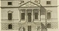 An illustration from Convenient and ornamental architecture, consisting of original designs, for plans, elevations and sections, beginning with the farm house, and regularly ascending to the most grand and magnificent villa : calculated both for town and country, and to suit all persons in every station of life : engraved on seventy copper plates : with reference and explanation in the letter press, of the use of every room in each separate building, and the dimensions accurately figured on the plans, with exact scales for measurement (1797)