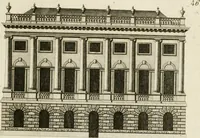 An illustration from Convenient and ornamental architecture, consisting of original designs, for plans, elevations and sections, beginning with the farm house, and regularly ascending to the most grand and magnificent villa : calculated both for town and country, and to suit all persons in every station of life : engraved on seventy copper plates : with reference and explanation in the letter press, of the use of every room in each separate building, and the dimensions accurately figured on the plans, with exact scales for measurement (1797)