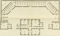 An illustration from Convenient and ornamental architecture, consisting of original designs, for plans, elevations and sections, beginning with the farm house, and regularly ascending to the most grand and magnificent villa : calculated both for town and country, and to suit all persons in every station of life : engraved on seventy copper plates : with reference and explanation in the letter press, of the use of every room in each separate building, and the dimensions accurately figured on the plans, with exact scales for measurement (1797)