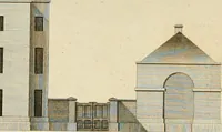 An illustration from Convenient and ornamental architecture, consisting of original designs, for plans, elevations and sections, beginning with the farm house, and regularly ascending to the most grand and magnificent villa : calculated both for town and country, and to suit all persons in every station of life : engraved on seventy copper plates : with reference and explanation in the letter press, of the use of every room in each separate building, and the dimensions accurately figured on the plans, with exact scales for measurement (1797)