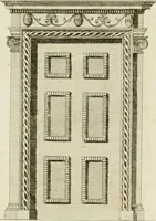 An illustration from Convenient and ornamental architecture, consisting of original designs, for plans, elevations and sections, beginning with the farm house, and regularly ascending to the most grand and magnificent villa : calculated both for town and country, and to suit all persons in every station of life : engraved on seventy copper plates : with reference and explanation in the letter press, of the use of every room in each separate building, and the dimensions accurately figured on the plans, with exact scales for measurement (1797)