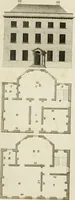 An illustration from Convenient and ornamental architecture, consisting of original designs, for plans, elevations and sections, beginning with the farm house, and regularly ascending to the most grand and magnificent villa : calculated both for town and country, and to suit all persons in every station of life : engraved on seventy copper plates : with reference and explanation in the letter press, of the use of every room in each separate building, and the dimensions accurately figured on the plans, with exact scales for measurement (1797)