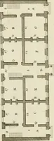 An illustration from Convenient and ornamental architecture, consisting of original designs, for plans, elevations and sections, beginning with the farm house, and regularly ascending to the most grand and magnificent villa : calculated both for town and country, and to suit all persons in every station of life : engraved on seventy copper plates : with reference and explanation in the letter press, of the use of every room in each separate building, and the dimensions accurately figured on the plans, with exact scales for measurement (1797)