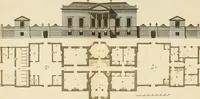 An illustration from Convenient and ornamental architecture, consisting of original designs, for plans, elevations and sections, beginning with the farm house, and regularly ascending to the most grand and magnificent villa : calculated both for town and country, and to suit all persons in every station of life : engraved on seventy copper plates : with reference and explanation in the letter press, of the use of every room in each separate building, and the dimensions accurately figured on the plans, with exact scales for measurement (1797)