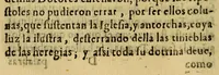 An illustration from Copia de la carta, que el obispo de Arequipa fray don Pedro de Perea, de la Orden de san Agustin, escriuiò al Rey nuestro señor don Felipe IV, deste nombre, prouando la certeza que tiene, el auer sido la Virgen concebida sin pecado original: y no poderse definir en la Iglesia la opinion contraria. Van añadidos en esta copia, los motiuos, y principios, assi de nuestra fè, como de teologia, y algunas consideraciones cerca de la fiesta, en que funda el obispo su opinion, para poder mas facilmente satisfacer a las objeciones que pusieren a este nueuo pensamiento, los poco afectos a esta fiesta, que no se pusieron en dicha carta, respeto de no cansar a su Magestad alargandola. (1629)