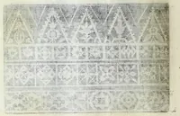 An illustration from Corona delle nobili et virtvose donne : libro primo [-qvarto] : nel quale si dimostra in varij dissegni; tutte le sorti di mostre di punti tagliati, punti in aria, punti a reticello, e d'ogni altra sorte, cosi per freggi, come per merli, & rosette, che con l'aco si vsano hoggidi per tutta l'Europa : et molte delle quali mostre posono seruire ancora per opere à mazzete : con le dechiarationi a le mostre a' lavouri (1625)