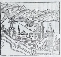 An illustration from Corona e palma militare di artiglieria et fortificationi : nellaquale si tratta dell'inuentione di essa, e dell'operare nelle fattioni da terra e mare, fuochi artificiati da giuoco e guerra, & d'vn nuouo instrumento per misurare distanze : con vn trattato della fortificatione moderna, e delli errori scoperti nelle fortezze antiche : tutto à proposito per detto essercitio dell'artiglieria, con dissegni apparenti & intelligibili (1647)