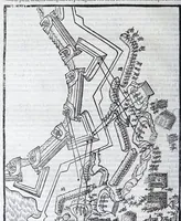 Picture 10 of 36 from Corona e palma militare di artiglieria et fortificationi : nellaquale si tratta dell'inuentione di essa, e dell'operare nelle fattioni da terra e mare, fuochi artificiati da giuoco e guerra, & d'vn nuouo instrumento per misurare distanze : con vn trattato della fortificatione moderna, e delli errori scoperti nelle fortezze antiche : tutto à proposito per detto essercitio dell'artiglieria, con dissegni apparenti & intelligibili (1647), leaf 48