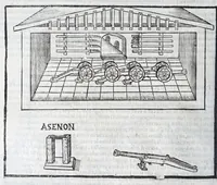 Picture 13 of 36 from Corona e palma militare di artiglieria et fortificationi : nellaquale si tratta dell'inuentione di essa, e dell'operare nelle fattioni da terra e mare, fuochi artificiati da giuoco e guerra, & d'vn nuouo instrumento per misurare distanze : con vn trattato della fortificatione moderna, e delli errori scoperti nelle fortezze antiche : tutto à proposito per detto essercitio dell'artiglieria, con dissegni apparenti & intelligibili (1647), leaf 62