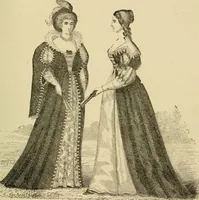 An illustration from The corset and the crinoline : a book of modes and costumes from remote periods to the present time (1868)