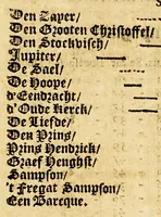 An illustration from Cort verhael, vande ordre die Sijne Conincklicke Majesteyt van Spagnien aen sijn generalissimo den graef de la Torre inde bay de Todos los Sanctos gegeven heeft, om int werck te stellen al 't ghene hy tot recuparatie van Brasil noodigh achten soude. Mitsgaders 't remarcabelste dat op de custe van deselve capitania, soo int ghevecht vande Spaensche vlote sterck 87 zeylen, ende 41 Hollandtsche schepen, als mede by de gene die hy te lande vande Bahia door de bosschen in 't lant gebracht hadde, voorgevallen is, van den 19 november tot den 28 february 1640. toe (1640)