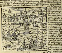 An illustration from Cosmographiae vniuersalis lib. VI. in quibus iuxta certioris fidei scriptores, sine omni cuiuscunq[ue] molestia, uel læsione, describuntur, omnium habitabilis orbis partium situs propriæq[ue] dotes. regionum topographicæ picturæ. ... (1572)