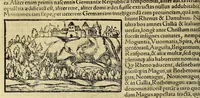 An illustration from Cosmographiae vniuersalis lib. VI. in quibus iuxta certioris fidei scriptores, sine omni cuiuscunq[ue] molestia, uel læsione, describuntur, omnium habitabilis orbis partium situs propriæq[ue] dotes. regionum topographicæ picturæ. ... (1572)