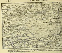 An illustration from Cosmographiæ uniuersalis lib. VI. in quibus iuxta certioris fidei scriptorum traditionem describuntur, omnium habitabilis orbis partium situs, propriæq[ue] dotes. regionum topographicæ effigies ... (1554)
