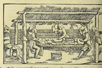 An illustration from Cosmographiæ uniuersalis lib. VI. in quibus iuxta certioris fidei scriptorum traditionem describuntur, omnium habitabilis orbis partium situs, propriæq[ue] dotes. regionum topographicæ effigies ... (1554)