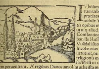 An illustration from Cosmographiæ uniuersalis lib. VI. in quibus iuxta certioris fidei scriptorum traditionem describuntur, omnium habitabilis orbis partium situs, propriæq[ue] dotes. regionum topographicæ effigies ... (1554)
