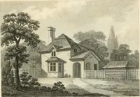An illustration from The country gentleman's architect : containing a variety of designs for farm houses and farm yards ... : with plans and sections shewing at large the construction of cottages, barns, stables, feeding-houses, dairies, brew-houses, maltings, &c. : with plans for stables and dog-kennels : to which are added, designs for labourers' cottages and small villas : the whole adapted to the use of country gentlemen about to build or to alter (1807)