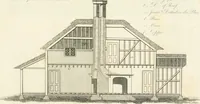 An illustration from The country gentleman's architect : containing a variety of designs for farm houses and farm yards ... : with plans and sections shewing at large the construction of cottages, barns, stables, feeding-houses, dairies, brew-houses, maltings, &c. : with plans for stables and dog-kennels : to which are added, designs for labourers' cottages and small villas : the whole adapted to the use of country gentlemen about to build or to alter (1807)