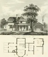 An illustration from The country gentleman's architect : containing a variety of designs for farm houses and farm yards ... : with plans and sections shewing at large the construction of cottages, barns, stables, feeding-houses, dairies, brew-houses, maltings, &c. : with plans for stables and dog-kennels : to which are added, designs for labourers' cottages and small villas : the whole adapted to the use of country gentlemen about to build or to alter (1807)