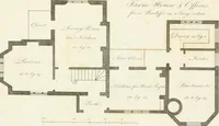An illustration from The country gentleman's architect : containing a variety of designs for farm houses and farm yards ... : with plans and sections shewing at large the construction of cottages, barns, stables, feeding-houses, dairies, brew-houses, maltings, &c. : with plans for stables and dog-kennels : to which are added, designs for labourers' cottages and small villas : the whole adapted to the use of country gentlemen about to build or to alter (1807)