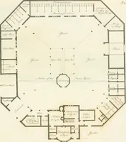 An illustration from The country gentleman's architect : containing a variety of designs for farm houses and farm yards ... : with plans and sections shewing at large the construction of cottages, barns, stables, feeding-houses, dairies, brew-houses, maltings, &c. : with plans for stables and dog-kennels : to which are added, designs for labourers' cottages and small villas : the whole adapted to the use of country gentlemen about to build or to alter (1807)