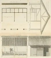 An illustration from The country gentleman's architect : containing a variety of designs for farm houses and farm yards ... : with plans and sections shewing at large the construction of cottages, barns, stables, feeding-houses, dairies, brew-houses, maltings, &c. : with plans for stables and dog-kennels : to which are added, designs for labourers' cottages and small villas : the whole adapted to the use of country gentlemen about to build or to alter (1807)