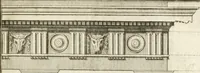 An illustration from Cours d'architecture : qui comprend Les ordres de Vignole, avec des commentaires, les figures & les descriptions de ses plus beaux bâtimens, & de ceux de Michel-Ange, des instructions et des preceptes, & plusieurs nouveaux desseins concernans la distribution & la décoration, la matière & la construction des édifices, la maçonnerie, la charpenterie, la couverture, la serrurerie, la menuiserie, le jardinage, & géneralement tout ce qui regarde l'art de bastir (1738)