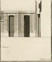 Picture 116 of 280 from Cours d'architecture : qui comprend Les ordres de Vignole, avec des commentaires, les figures & les descriptions de ses plus beaux bâtimens, & de ceux de Michel-Ange, des instructions et des preceptes, & plusieurs nouveaux desseins concernans la distribution & la décoration, la matière & la construction des édifices, la maçonnerie, la charpenterie, la couverture, la serrurerie, la menuiserie, le jardinage, & géneralement tout ce qui regarde l'art de bastir (1738), leaf 310