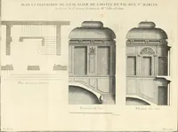 Picture 130 of 280 from Cours d'architecture : qui comprend Les ordres de Vignole, avec des commentaires, les figures & les descriptions de ses plus beaux bâtimens, & de ceux de Michel-Ange, des instructions et des preceptes, & plusieurs nouveaux desseins concernans la distribution & la décoration, la matière & la construction des édifices, la maçonnerie, la charpenterie, la couverture, la serrurerie, la menuiserie, le jardinage, & géneralement tout ce qui regarde l'art de bastir (1738), leaf 343