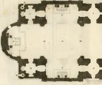 An illustration from Cours d'architecture : qui comprend Les ordres de Vignole, avec des commentaires, les figures & les descriptions de ses plus beaux bâtimens, & de ceux de Michel-Ange, des instructions et des preceptes, & plusieurs nouveaux desseins concernans la distribution & la décoration, la matière & la construction des édifices, la maçonnerie, la charpenterie, la couverture, la serrurerie, la menuiserie, le jardinage, & géneralement tout ce qui regarde l'art de bastir (1738)