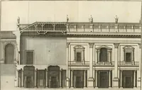 An illustration from Cours d'architecture : qui comprend Les ordres de Vignole, avec des commentaires, les figures & les descriptions de ses plus beaux bâtimens, & de ceux de Michel-Ange, des instructions et des preceptes, & plusieurs nouveaux desseins concernans la distribution & la décoration, la matière & la construction des édifices, la maçonnerie, la charpenterie, la couverture, la serrurerie, la menuiserie, le jardinage, & géneralement tout ce qui regarde l'art de bastir (1738)