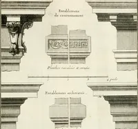 An illustration from Cours d'architecture : qui comprend Les ordres de Vignole, avec des commentaires, les figures & les descriptions de ses plus beaux bâtimens, & de ceux de Michel-Ange, des instructions et des preceptes, & plusieurs nouveaux desseins concernans la distribution & la décoration, la matière & la construction des édifices, la maçonnerie, la charpenterie, la couverture, la serrurerie, la menuiserie, le jardinage, & géneralement tout ce qui regarde l'art de bastir (1738)