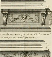 Picture 232 of 280 from Cours d'architecture : qui comprend Les ordres de Vignole, avec des commentaires, les figures & les descriptions de ses plus beaux bâtimens, & de ceux de Michel-Ange, des instructions et des preceptes, & plusieurs nouveaux desseins concernans la distribution & la décoration, la matière & la construction des édifices, la maçonnerie, la charpenterie, la couverture, la serrurerie, la menuiserie, le jardinage, & géneralement tout ce qui regarde l'art de bastir (1738), leaf 539