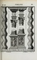 Picture 15 of 55 from Cours d'architecture qui comprend les ordres de Vignole : avec des commentaires, les figures & descriptions de ses plus beaux bâtimens, & de ceux de Michel-Ange ... & tout ce qui regarde l'art de bâtir : avec une ample explication par ordre alphabetique de tous les termes (1691), leaf 215